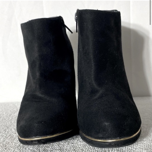 Call It Spring Black Ankle Boots With Gold Trim 8 - Picture 2 of 15